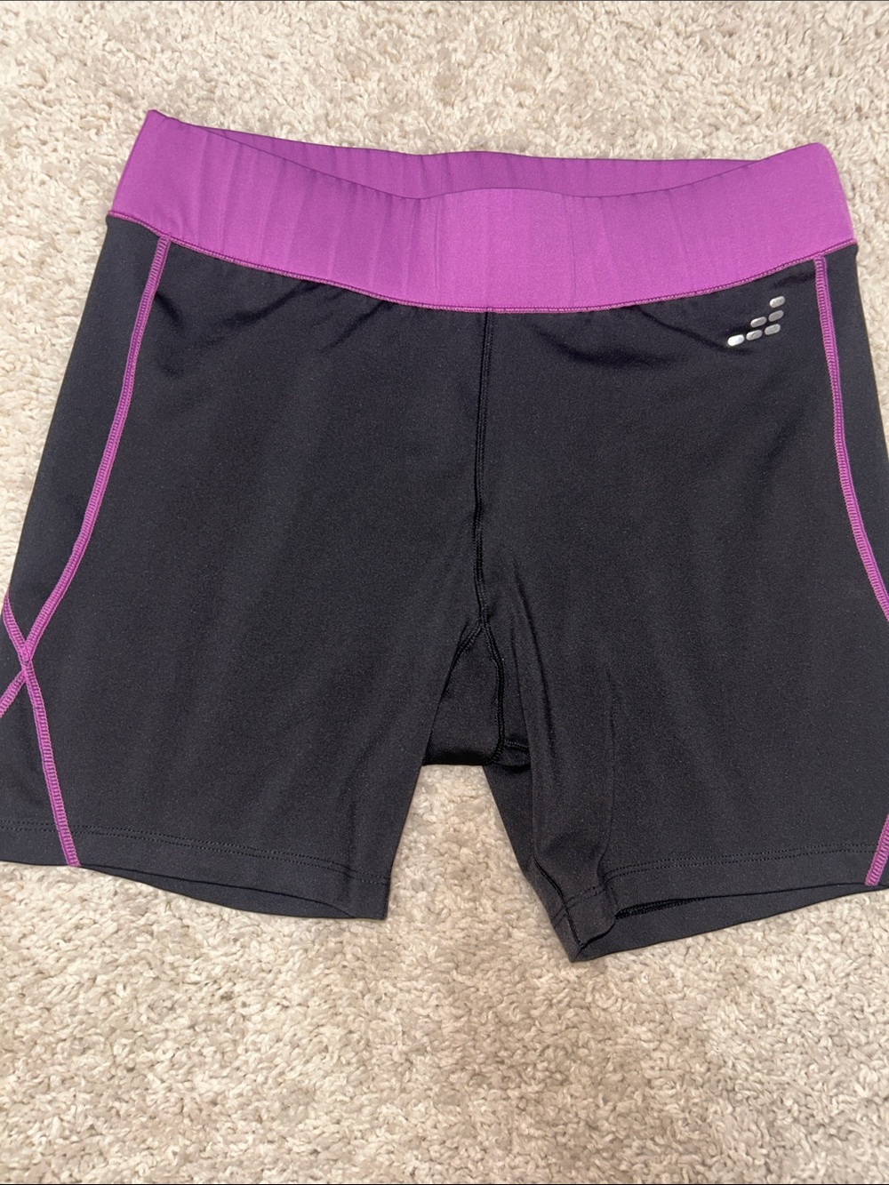 bcg Black Bike Shorts with Purple Waistband